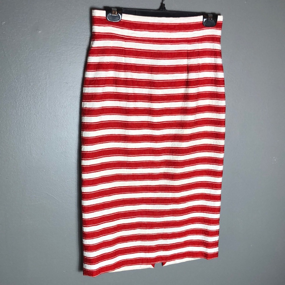 Dolce and Gabbana Red White stripe pencil skirt 42